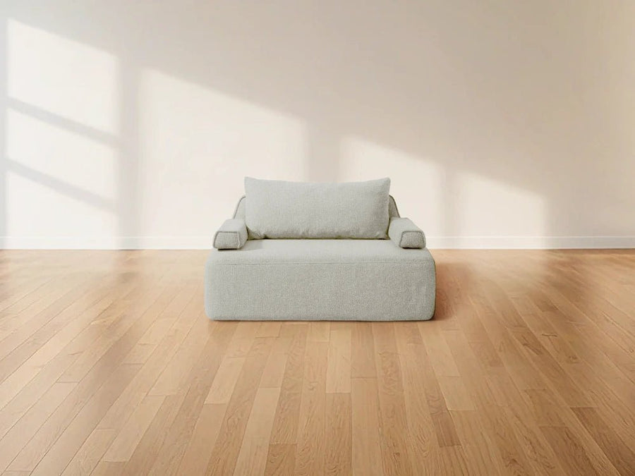 Cushie modular sleeper sofa opened in bed mode